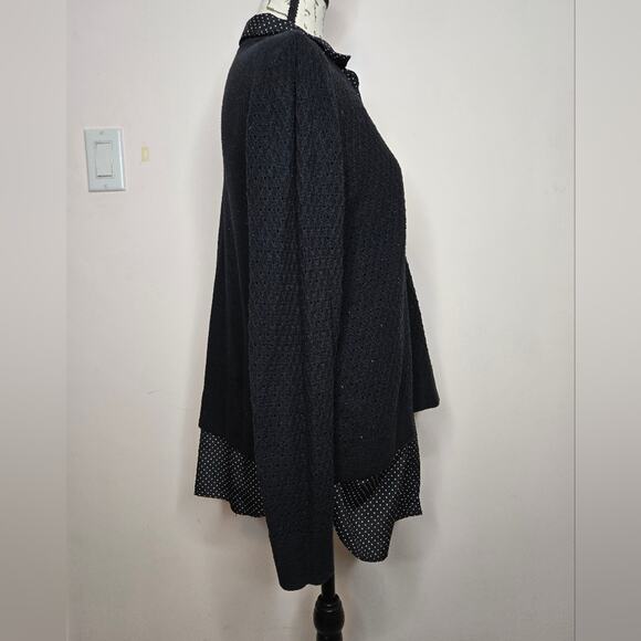 Croft and Barrow Womens 2in1 Collared Sweater Blouse Long Sleeve Open Knit Large - Picture 4 of 11